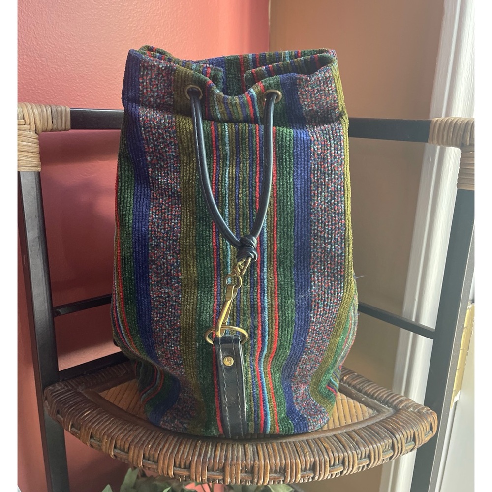 VINTAGE 70s Colorful Striped corduroy Bag